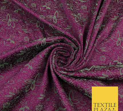 6 COLOURS - Floral Vine Outline Woven Jacquard Dress Fabric 45" Wide