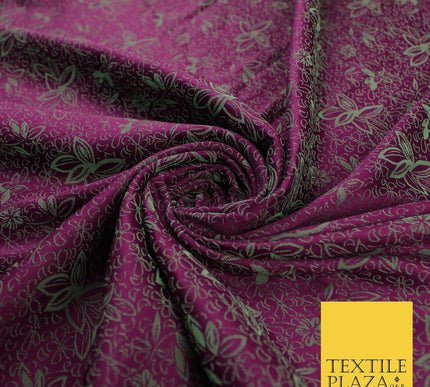 6 COLOURS - Floral Vine Outline Woven Jacquard Dress Fabric 45" Wide