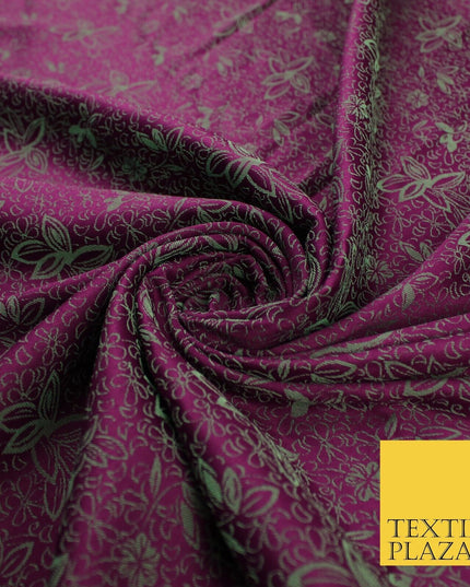 6 COLOURS - Floral Vine Outline Woven Jacquard Dress Fabric 45" Wide