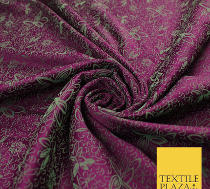 6 COLOURS - Floral Vine Outline Woven Jacquard Dress Fabric 45" Wide