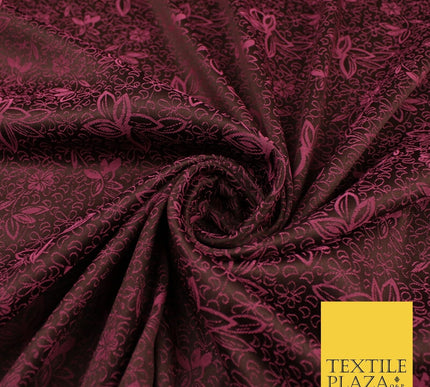 6 COLOURS - Floral Vine Outline Woven Jacquard Dress Fabric 45" Wide