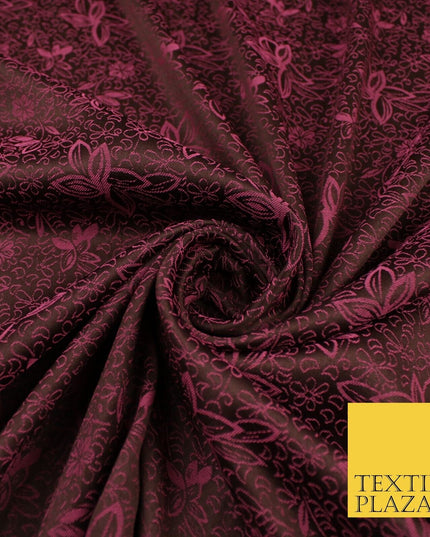 6 COLOURS - Floral Vine Outline Woven Jacquard Dress Fabric 45" Wide
