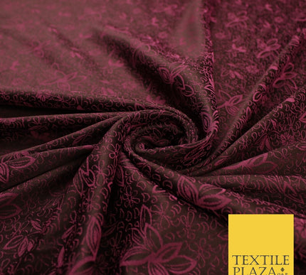 6 COLOURS - Floral Vine Outline Woven Jacquard Dress Fabric 45" Wide