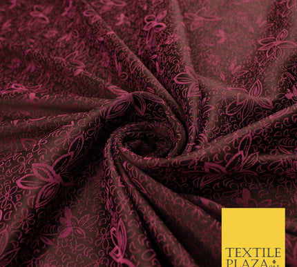 6 COLOURS - Floral Vine Outline Woven Jacquard Dress Fabric 45" Wide