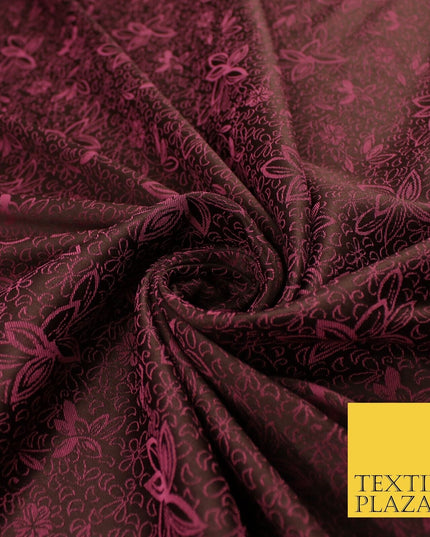 6 COLOURS - Floral Vine Outline Woven Jacquard Dress Fabric 45" Wide