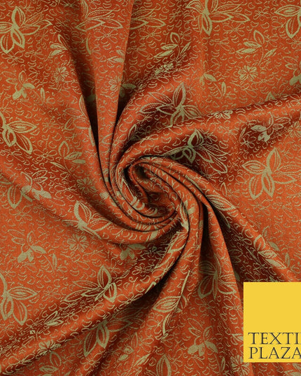 6 COLOURS - Floral Vine Outline Woven Jacquard Dress Fabric 45" Wide