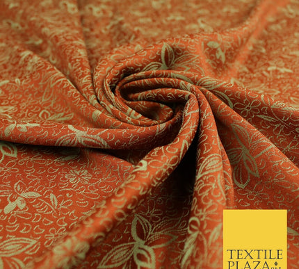 6 COLOURS - Floral Vine Outline Woven Jacquard Dress Fabric 45" Wide