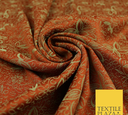 6 COLOURS - Floral Vine Outline Woven Jacquard Dress Fabric 45" Wide