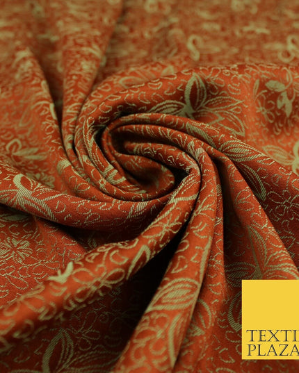 6 COLOURS - Floral Vine Outline Woven Jacquard Dress Fabric 45" Wide
