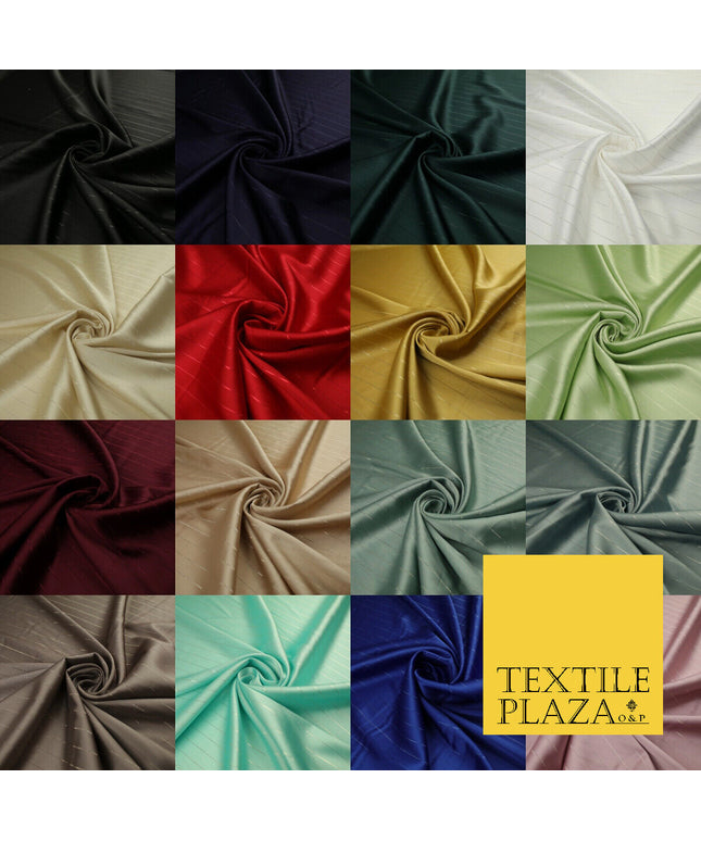 16 COLOURS - Fine Lurex Striped Silky Smooth Sateen Satin Fabric Drape Lining