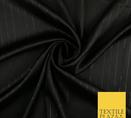 16 COLOURS - Fine Lurex Striped Silky Smooth Sateen Satin Fabric Drape Lining