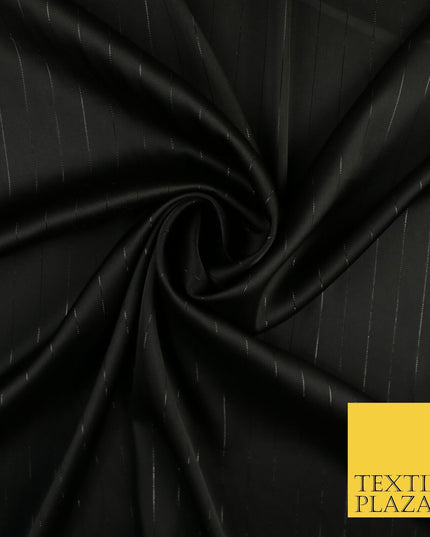 16 COLOURS - Fine Lurex Striped Silky Smooth Sateen Satin Fabric Drape Lining