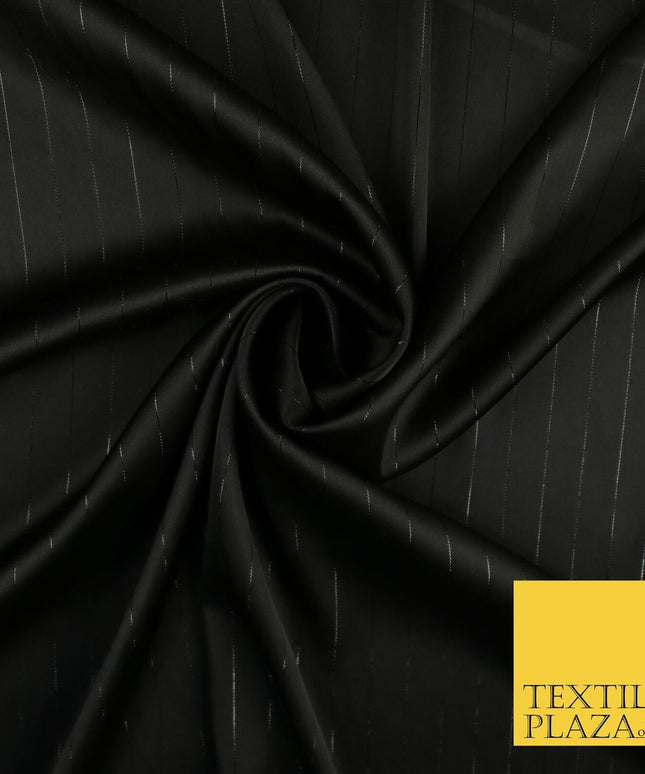 16 COLOURS - Fine Lurex Striped Silky Smooth Sateen Satin Fabric Drape Lining