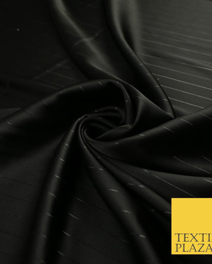 16 COLOURS - Fine Lurex Striped Silky Smooth Sateen Satin Fabric Drape Lining
