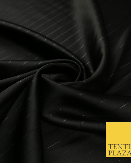 16 COLOURS - Fine Lurex Striped Silky Smooth Sateen Satin Fabric Drape Lining