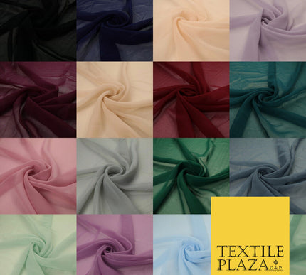 16 COLOURS Premium Plain Dyed Chiffon Fine Soft Georgette Sheer Dress Fabric 58"