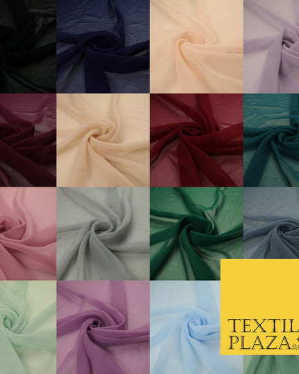 16 COLOURS Premium Plain Dyed Chiffon Fine Soft Georgette Sheer Dress Fabric 58"