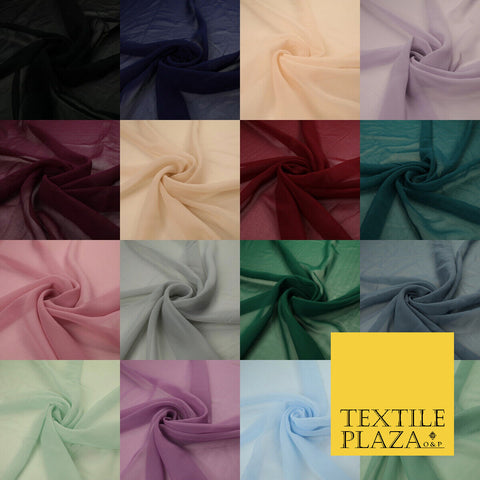 16 COLOURS Premium Plain Dyed Chiffon Fine Soft Georgette Sheer Dress Fabric 58"