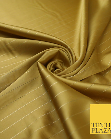 16 COLOURS - Fine Lurex Striped Silky Smooth Sateen Satin Fabric Drape Lining