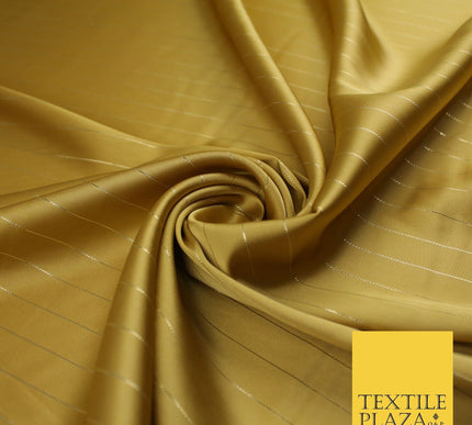 16 COLOURS - Fine Lurex Striped Silky Smooth Sateen Satin Fabric Drape Lining