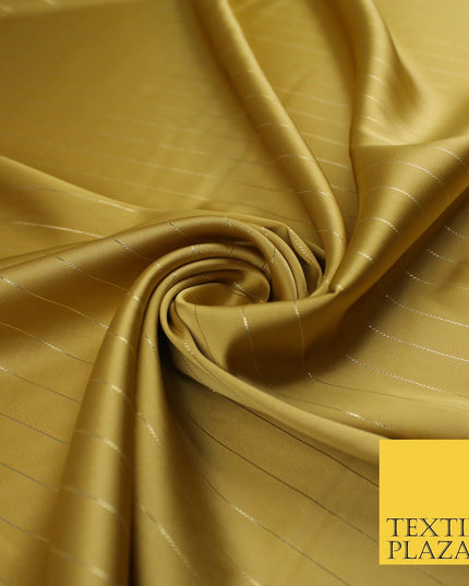 16 COLOURS - Fine Lurex Striped Silky Smooth Sateen Satin Fabric Drape Lining