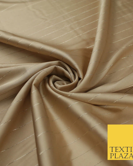 16 COLOURS - Fine Lurex Striped Silky Smooth Sateen Satin Fabric Drape Lining