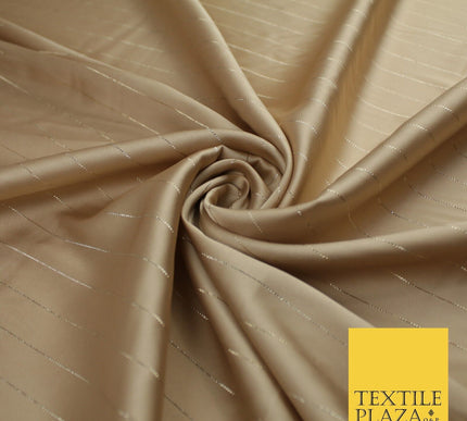 16 COLOURS - Fine Lurex Striped Silky Smooth Sateen Satin Fabric Drape Lining