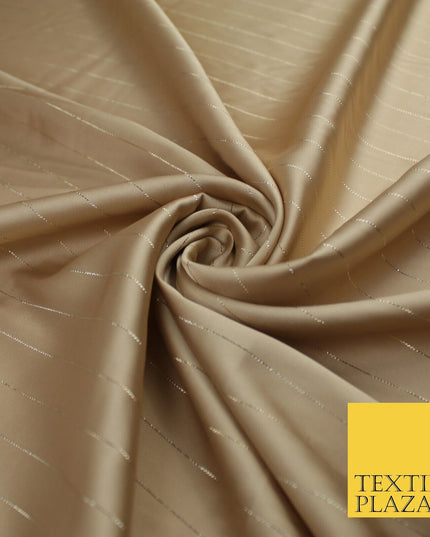 16 COLOURS - Fine Lurex Striped Silky Smooth Sateen Satin Fabric Drape Lining