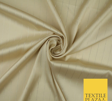 16 COLOURS - Fine Lurex Striped Silky Smooth Sateen Satin Fabric Drape Lining