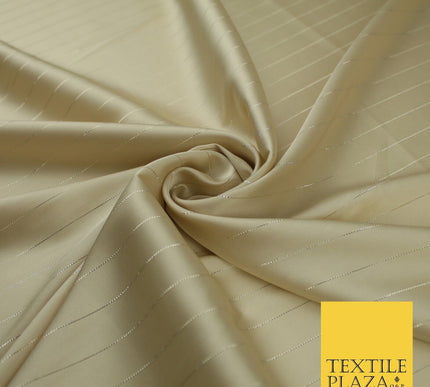16 COLOURS - Fine Lurex Striped Silky Smooth Sateen Satin Fabric Drape Lining