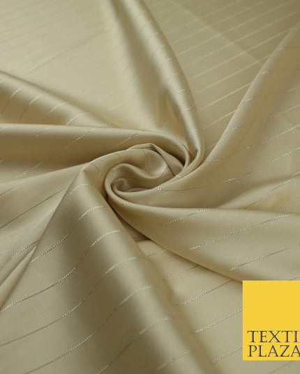 16 COLOURS - Fine Lurex Striped Silky Smooth Sateen Satin Fabric Drape Lining