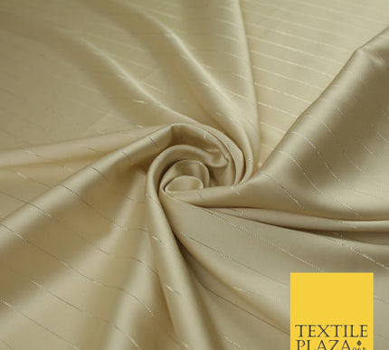 16 COLOURS - Fine Lurex Striped Silky Smooth Sateen Satin Fabric Drape Lining
