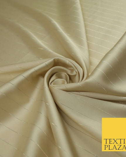 16 COLOURS - Fine Lurex Striped Silky Smooth Sateen Satin Fabric Drape Lining