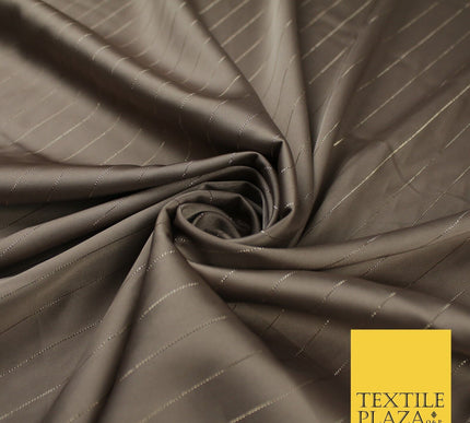 16 COLOURS - Fine Lurex Striped Silky Smooth Sateen Satin Fabric Drape Lining