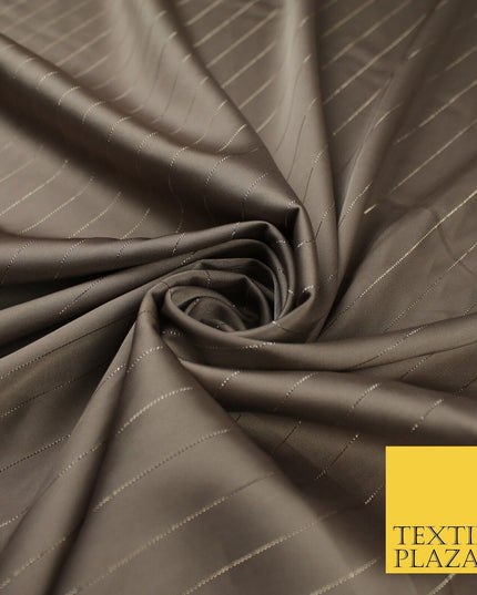 16 COLOURS - Fine Lurex Striped Silky Smooth Sateen Satin Fabric Drape Lining