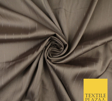 16 COLOURS - Fine Lurex Striped Silky Smooth Sateen Satin Fabric Drape Lining