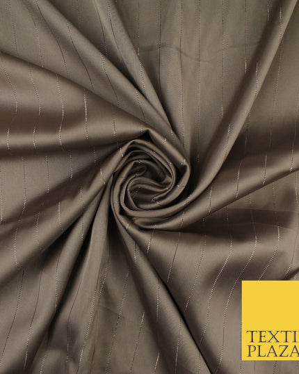 16 COLOURS - Fine Lurex Striped Silky Smooth Sateen Satin Fabric Drape Lining