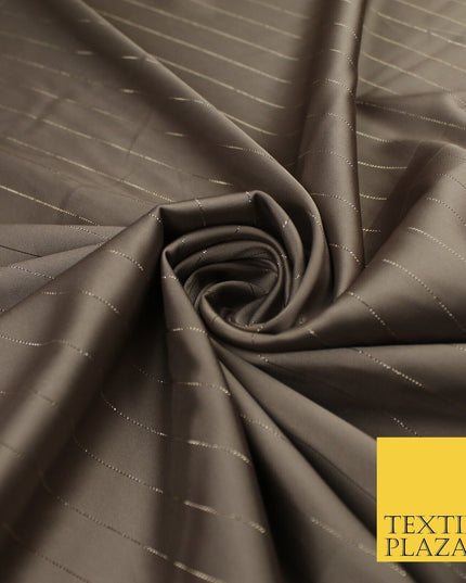 16 COLOURS - Fine Lurex Striped Silky Smooth Sateen Satin Fabric Drape Lining
