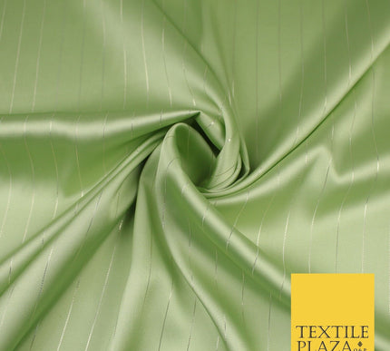 16 COLOURS - Fine Lurex Striped Silky Smooth Sateen Satin Fabric Drape Lining