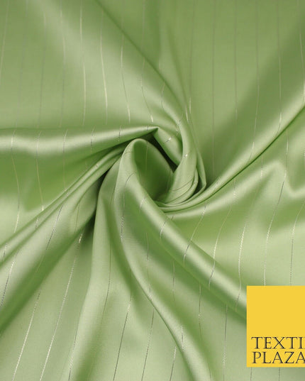 16 COLOURS - Fine Lurex Striped Silky Smooth Sateen Satin Fabric Drape Lining