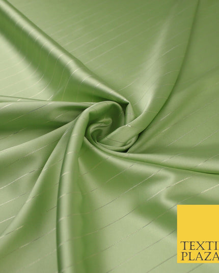16 COLOURS - Fine Lurex Striped Silky Smooth Sateen Satin Fabric Drape Lining