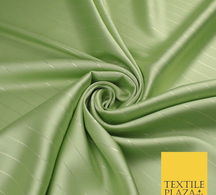 16 COLOURS - Fine Lurex Striped Silky Smooth Sateen Satin Fabric Drape Lining