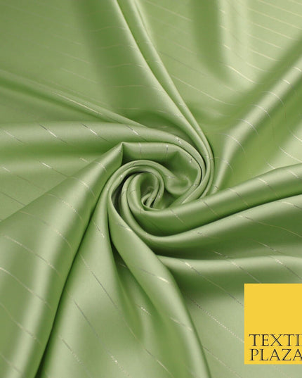 16 COLOURS - Fine Lurex Striped Silky Smooth Sateen Satin Fabric Drape Lining