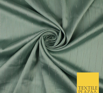 16 COLOURS - Fine Lurex Striped Silky Smooth Sateen Satin Fabric Drape Lining
