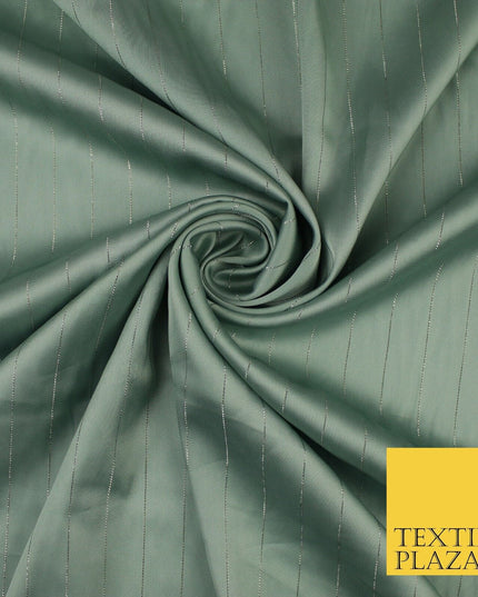 16 COLOURS - Fine Lurex Striped Silky Smooth Sateen Satin Fabric Drape Lining