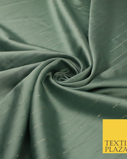 16 COLOURS - Fine Lurex Striped Silky Smooth Sateen Satin Fabric Drape Lining