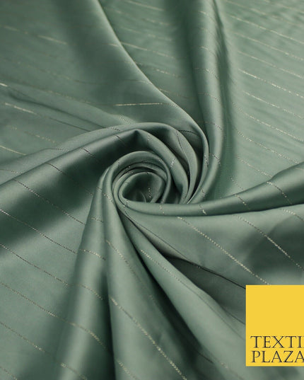 16 COLOURS - Fine Lurex Striped Silky Smooth Sateen Satin Fabric Drape Lining