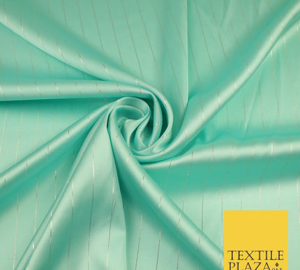 16 COLOURS - Fine Lurex Striped Silky Smooth Sateen Satin Fabric Drape Lining