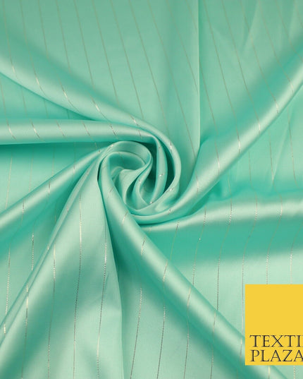 16 COLOURS - Fine Lurex Striped Silky Smooth Sateen Satin Fabric Drape Lining