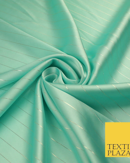 16 COLOURS - Fine Lurex Striped Silky Smooth Sateen Satin Fabric Drape Lining